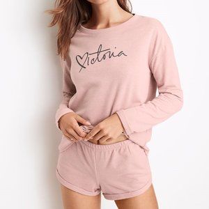 NEW Victoria's Secret 2pc Pajama Sweatshirt Shorts
